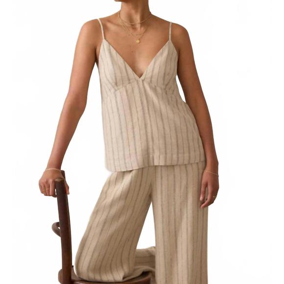 FAHERTY Tops - NEW FAHERTY riviera linen tank top in driftwood stripe